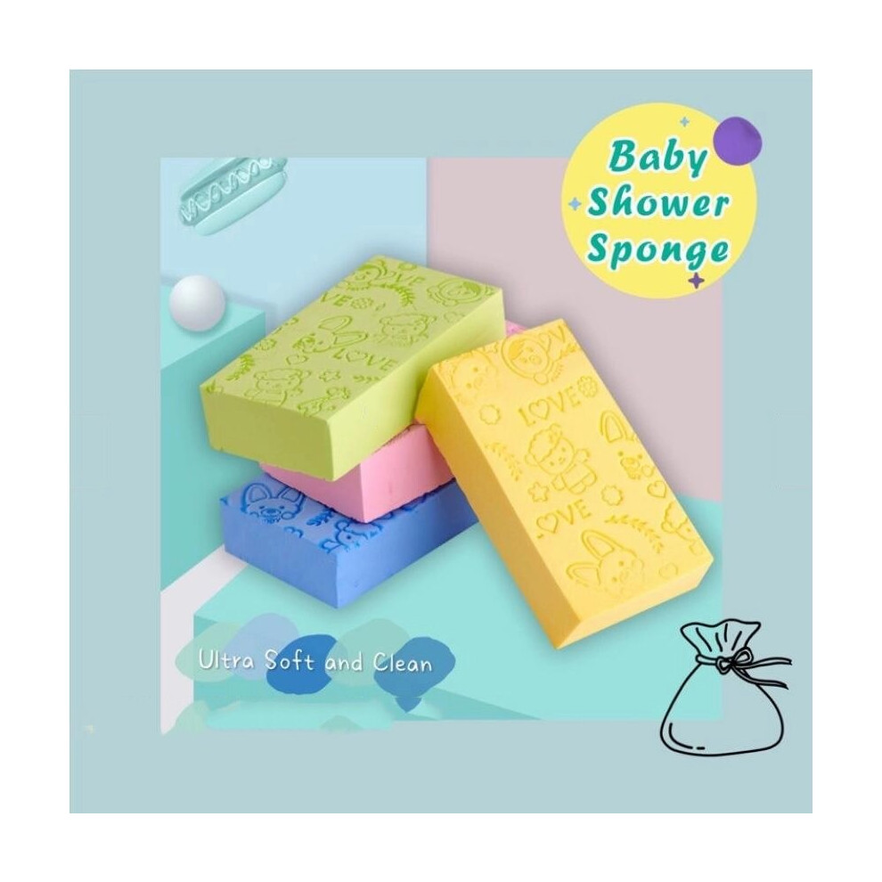 (Blue) Baby Bath Sponge Rub Soft Body Care Cleaning Child Shower Brush Sponge Cotton Rubbing Body