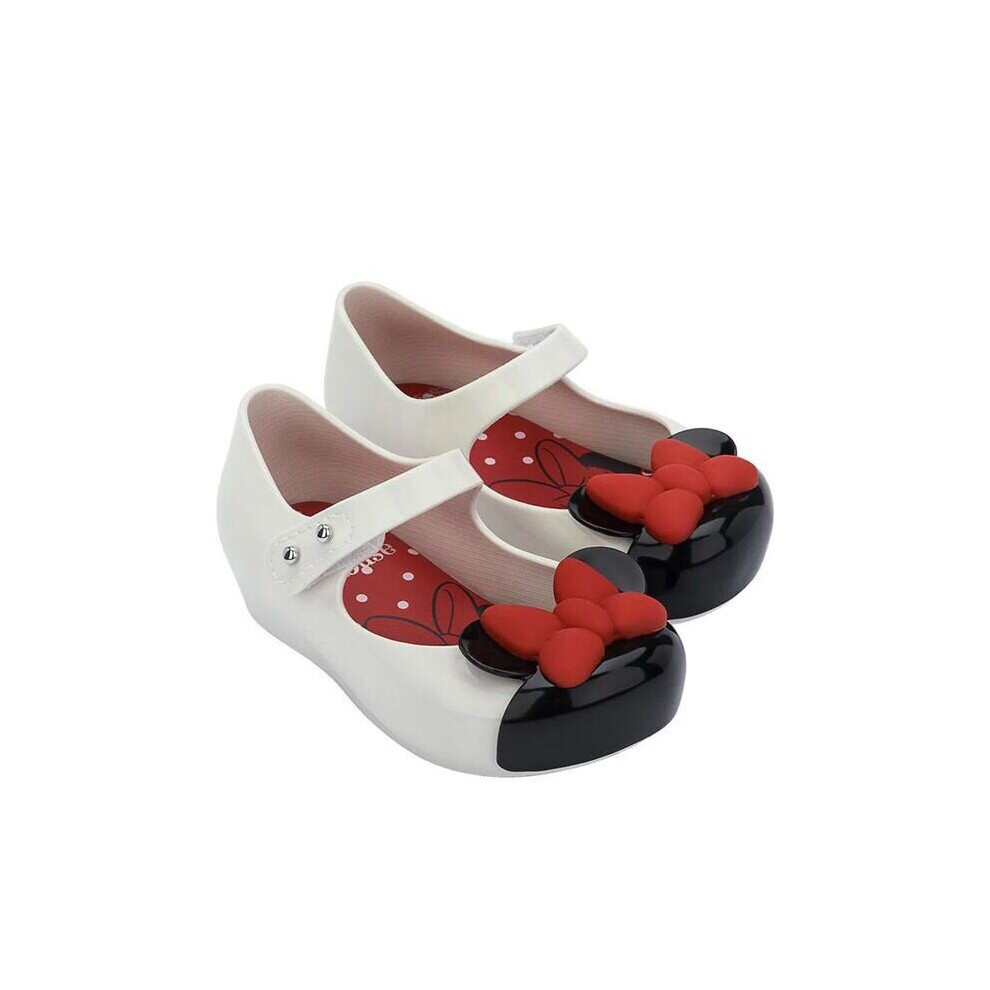 (White, US10=EU27=Insole Length17cm) Mickey Girl Bow Fish Mouth Kids Summer Jelly Shoes