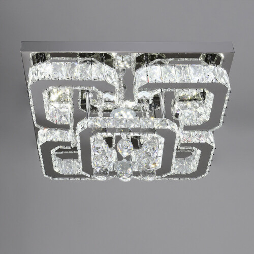 Living And Home (50cm Square, Cool White) Modern LED Ceiling Light Crystal Flush Chandelier 2