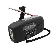(Black) AM FM WB Emergency Solar Hand Crank Portable Radio With Dynamo And Flashlight