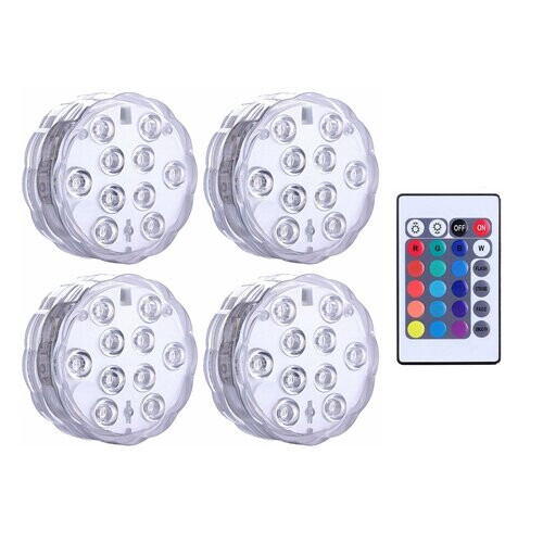 Ranpo 4pk Τηλεχειριζόμενο RGB 10-LED υποβρύχιο φως πισίνας με τηλεχειρισμό 1