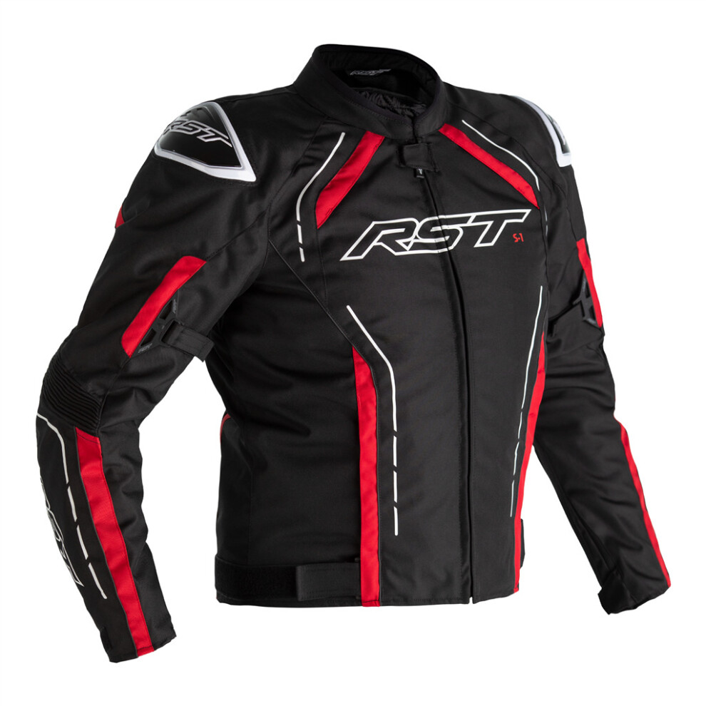 (50, Black / Red / White) Rst S-1 Ce Motorbike Motorcycle Sports Touring Mens Textile Jacket White,Black,Red 5056136267171