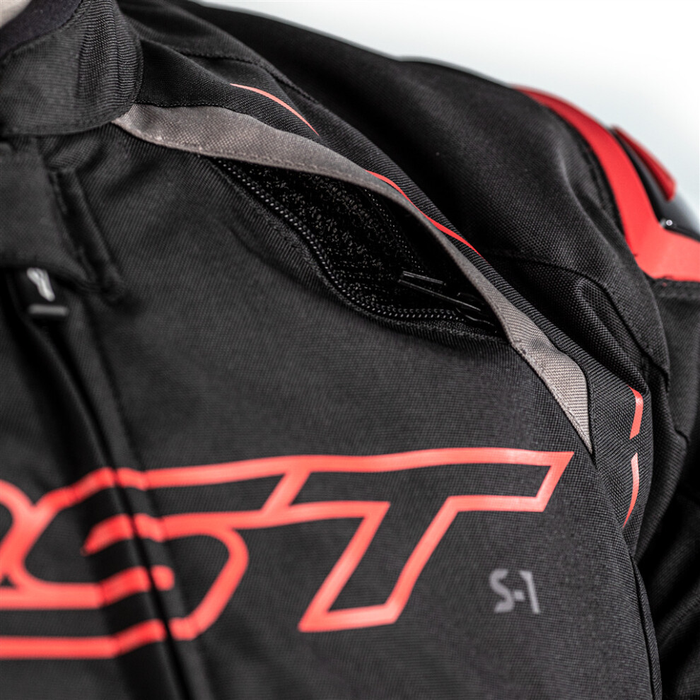 (40, Black / Grey / Red) Rst S-1 Ce Motorbike Motorcycle Sports Touring Mens Textile Jacket Black,Red,Grey 5056136266907