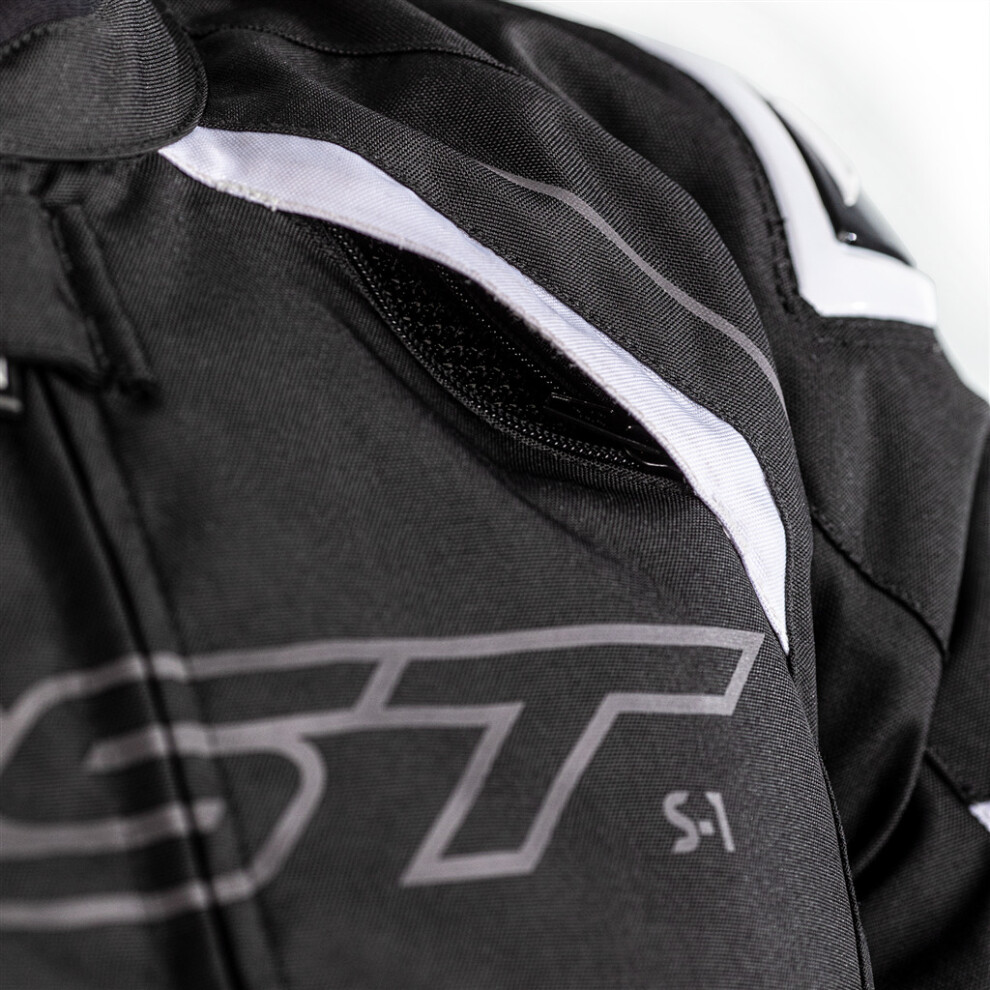 (48, Black / Black / White) Rst S-1 Ce Motorbike Motorcycle Sports Touring Mens Textile Jacket White,Black 5056136266877