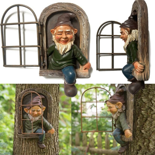 Elf buiten de deur tuinkabouter standbeeld tuindecoratie 2