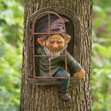 Elf Out The Door Garden Gnome Statue Yard Decor