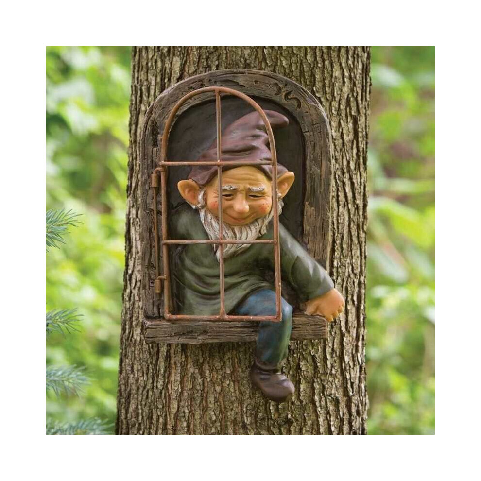 Elf Out The Door Garden Gnome Statue Yard Decor
