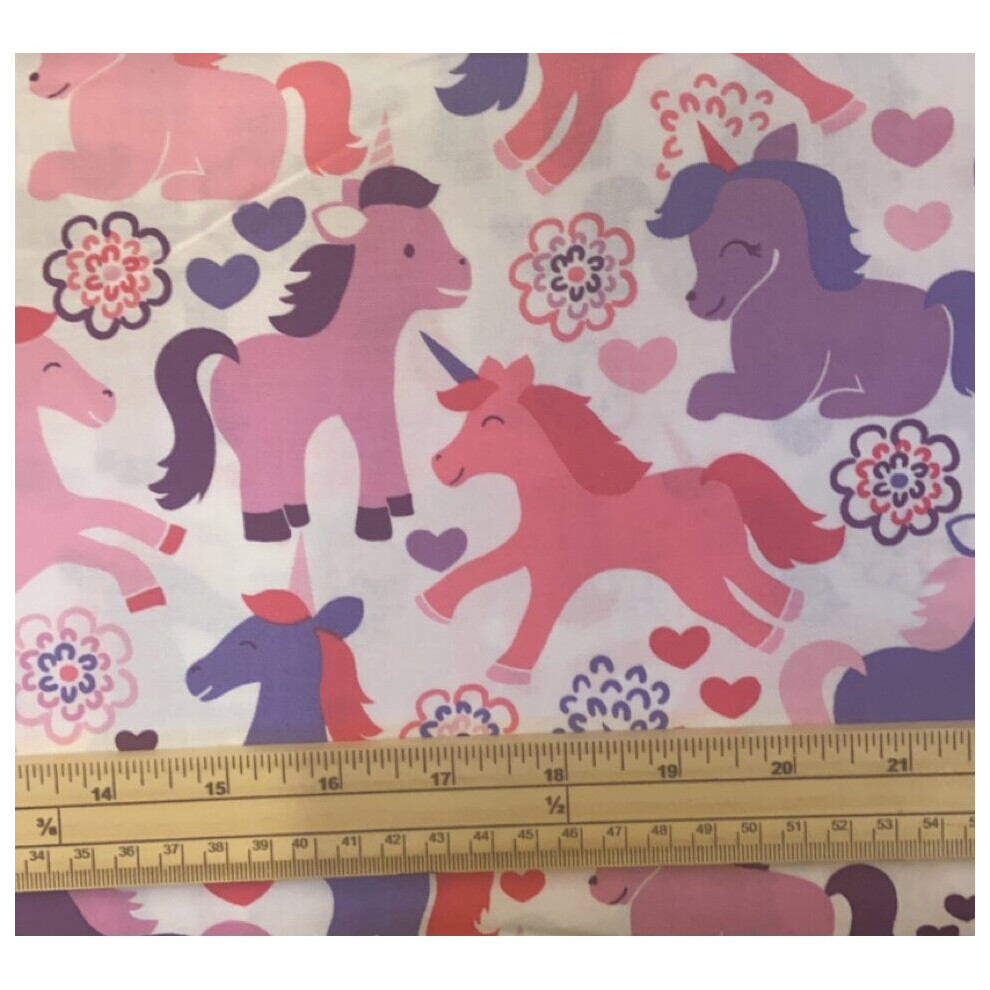 Fat Quarter Magic Unicorns Pink And Purple 100% Cotton Quilting Fabric