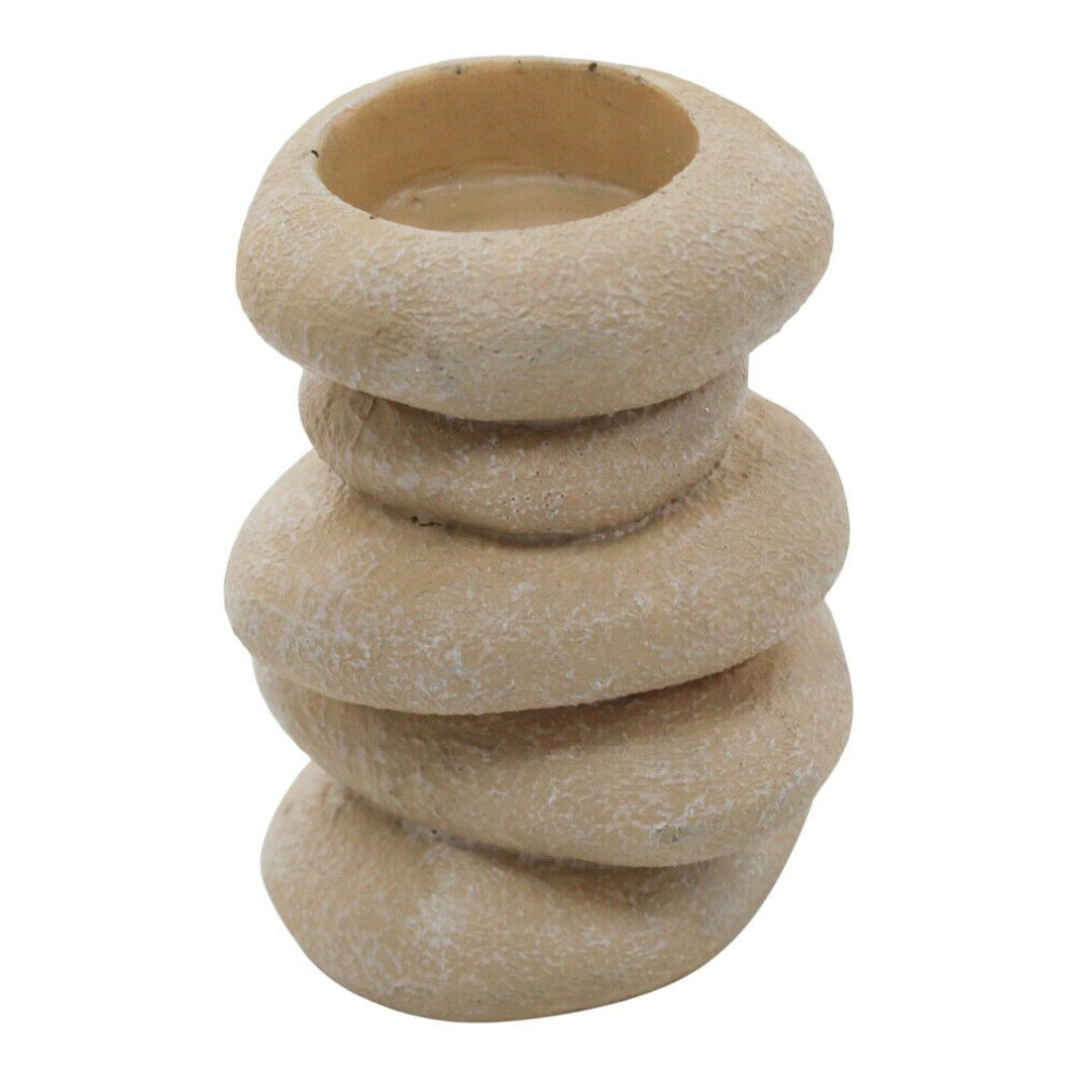 Set of 2 Tealight Holders Stone Stack Table Decoration Home Decor Candle Holder