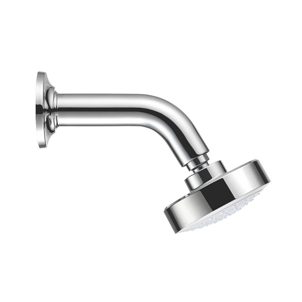 Mira Fixed Beat Shower Head and Arm Chrome and White 100mm Single-Spray Pattern