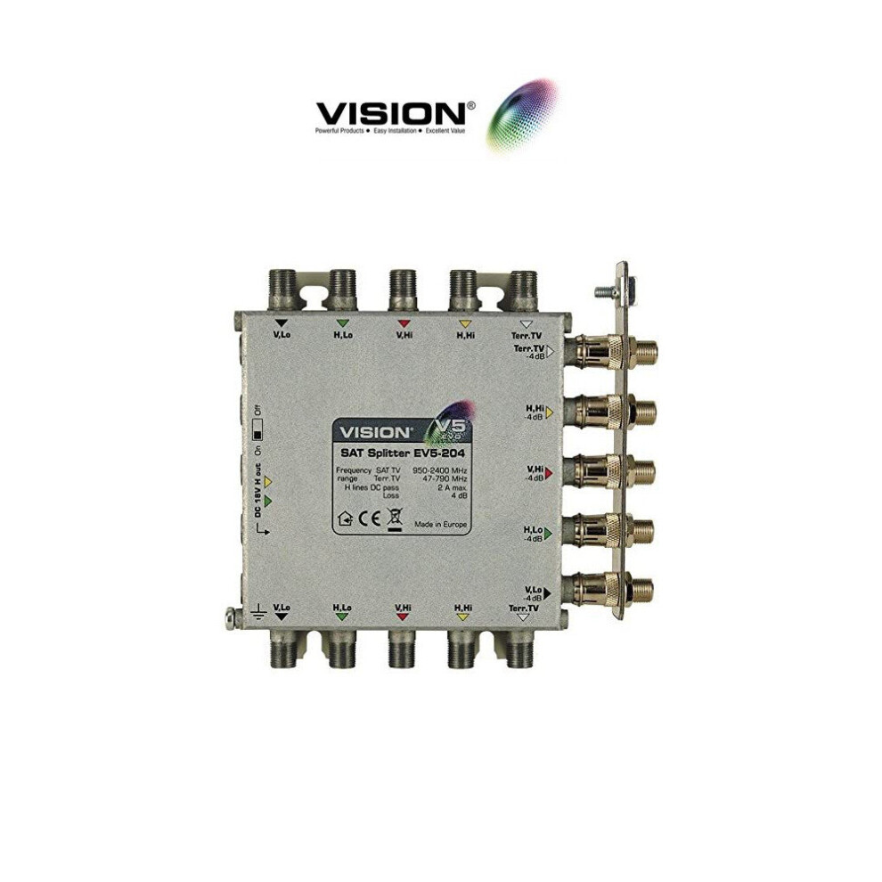 Vision Ev5-204 Satellite Splitter 2 Way 4Db Loss Evo - 5 In 10 Out 7626015881538