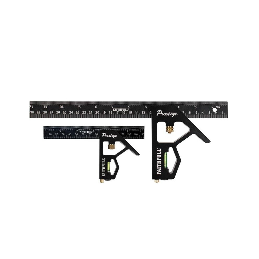 Faithfull Prestige Combination Square Twin Pack 150mm (6in) & 300mm (12in)