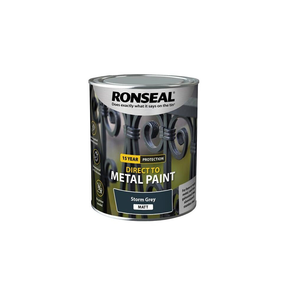 Ronseal Direct to Metal Paint Storm Grey Matt 750ml 39209