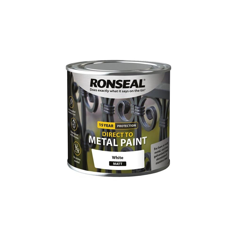 Ronseal Direct to Metal Paint White Matt 250ml 39184