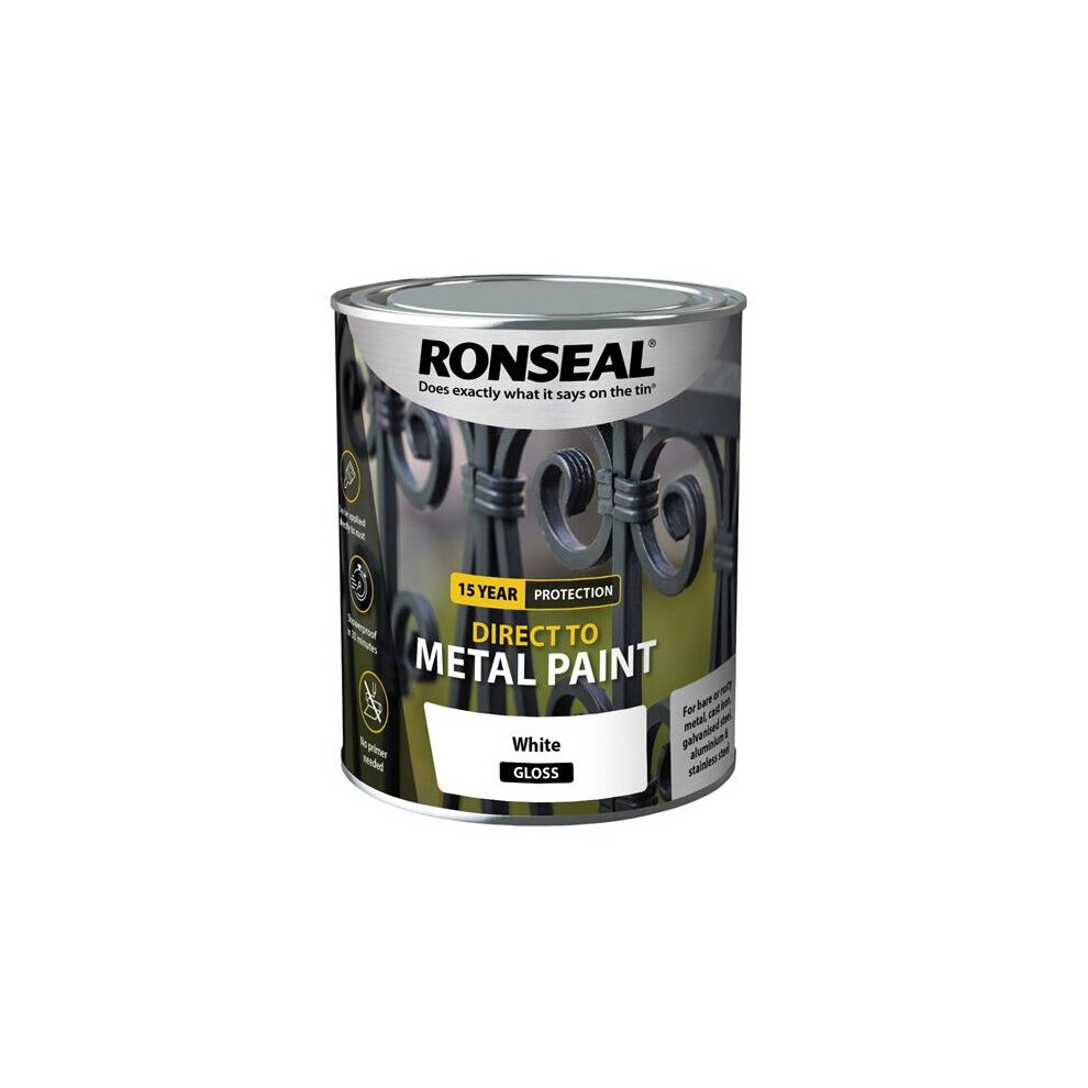 Ronseal Direct to Metal Paint White Gloss 750ml 39198