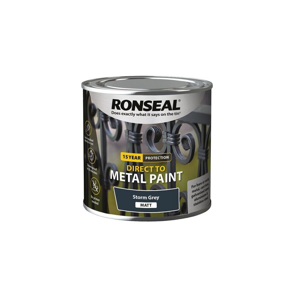 Ronseal Direct To Metal Paint Storm Grey Matt 250ml 39192