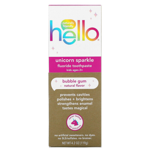 Hello, Kids, Unicorn Sparkle Fluoride Toothpaste, Ages 2+, Bubble Gum 1