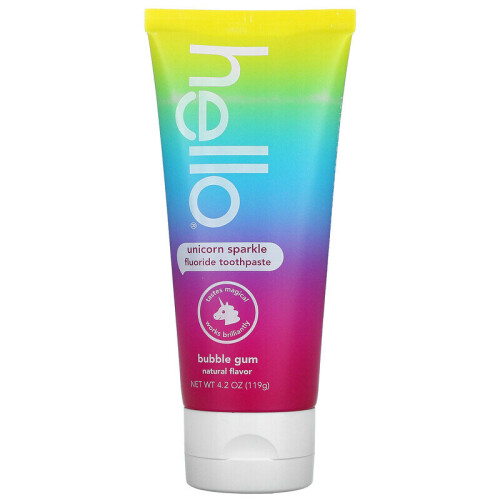 Hello, Kids, Unicorn Sparkle Fluoride Toothpaste, Ages 2+, Bubble Gum
