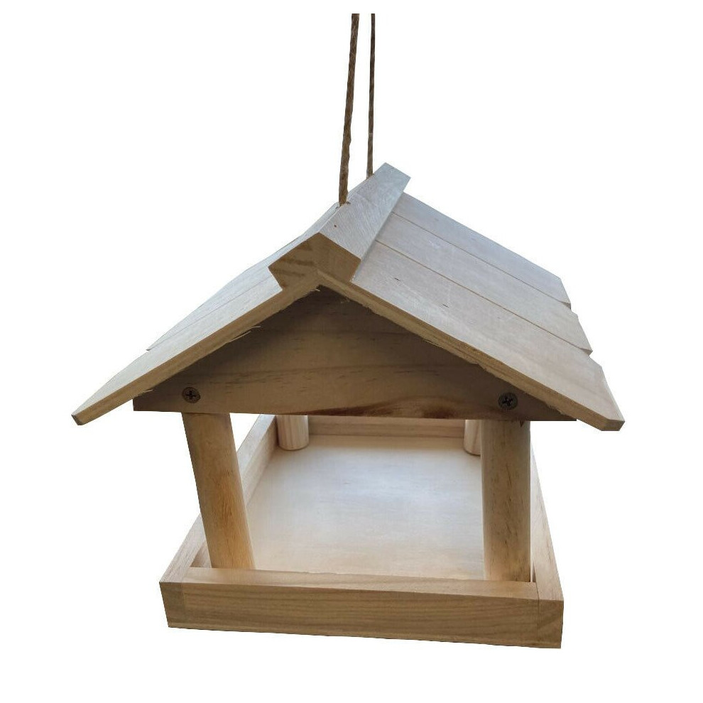 Large Hanging Natural Wood Bird House Feeding Garden Table 9003