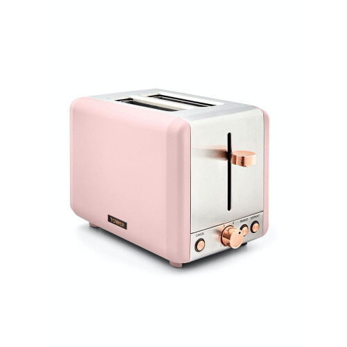 Tower Cavaletto 850W 2-Slice Toaster Marshmallow Pink & Rose Gold (T20036PNK)