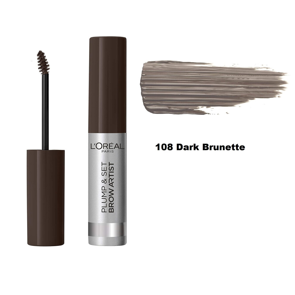 LâOrã©Al Paris Brown L'oreal Paris Brow Artist Eyebrow Gel Plump And Set, 108 Dark Brunette