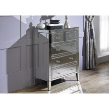 Birlea Valencia Mirrored Glass 3+2 Drawer Chest with Mock Crystal Handles