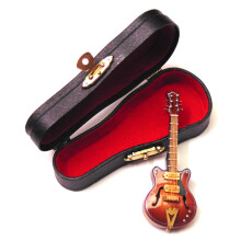 1:12 Scale Brown Guitar With A Black Case Dolls House Stringed Instrument 552