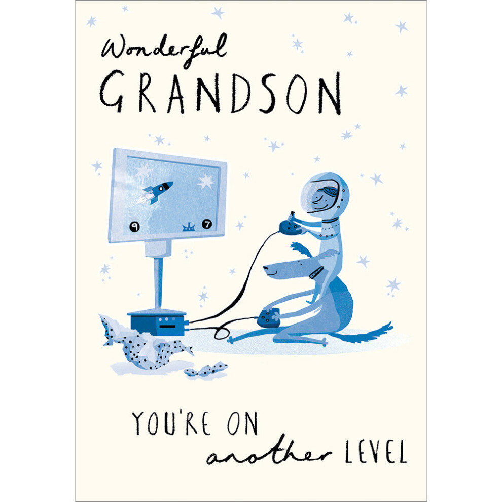 Wonderful Grandson Embossed Illustrated Birthday Greeting Card Livin' It Cards