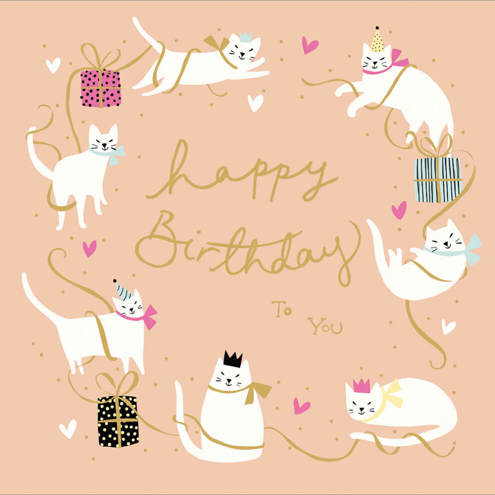 Happy Birthday To You Cat Foiled Birthday Greeting Card Woodmansterne Cards