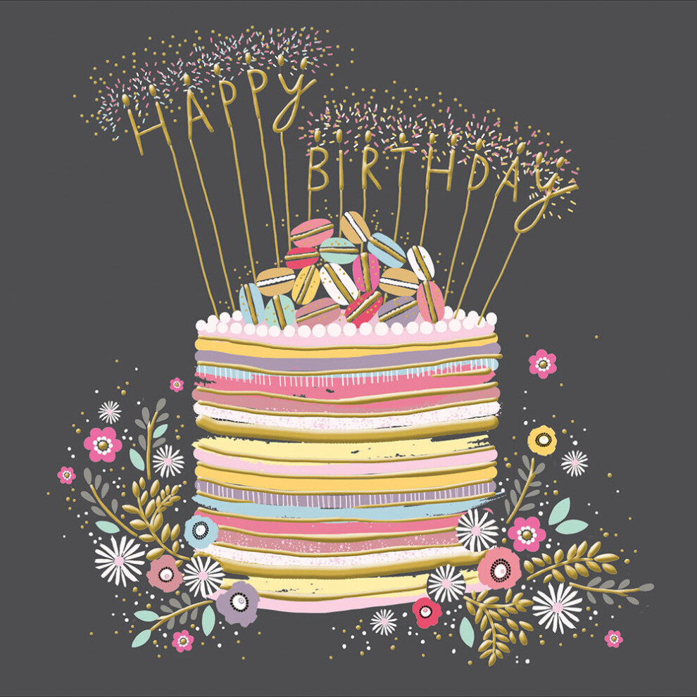 Woodmansterne Happy Birthday Cake Candles Foiled Birthday Greeting Card Cards