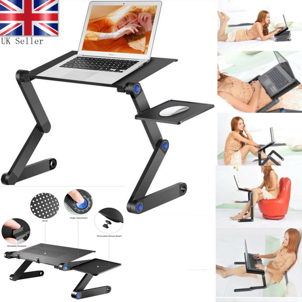 Folding Laptop Stand Portable Computer Desk Table Adjustable Sofa Laptop Table 679265478604