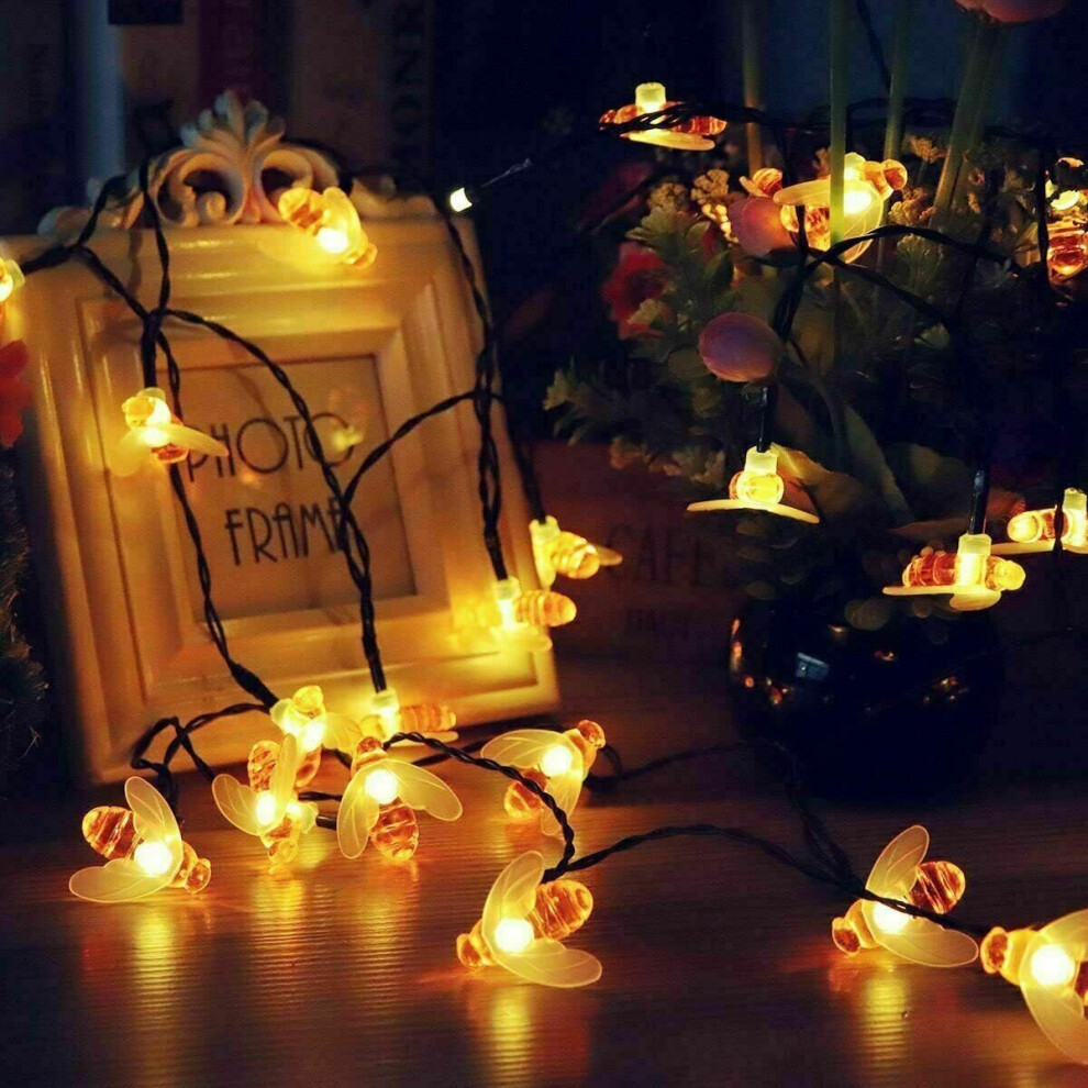 1.5M-12M Solar Battery Powered LED Sting Fairy Lights Garden Decor Cute Honey Bee