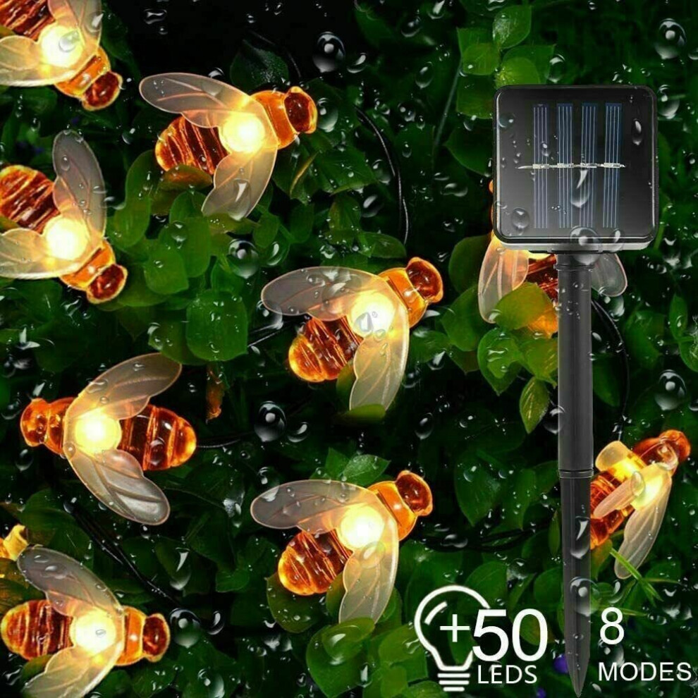 Ranpo (5M 20Leds Solar Powered) 1.5M-12M Solar Battery Powered Led Sting Fairy Lights Garden Decor Cute Honey Bee