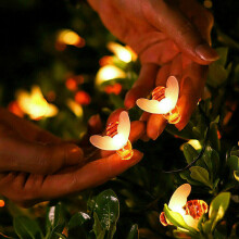 (1.5M 10LEDs Battery Powered) 1.5M-12M Solar Battery Powered LED Sting Fairy Lights Garden Decor Cute Honey Bee