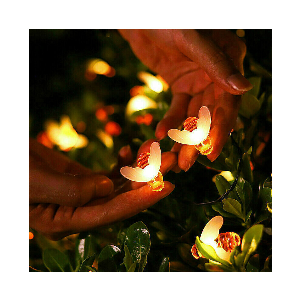 (1.5M 10LEDs Battery Powered) 1.5M-12M Solar Battery Powered LED Sting Fairy Lights Garden Decor Cute Honey Bee