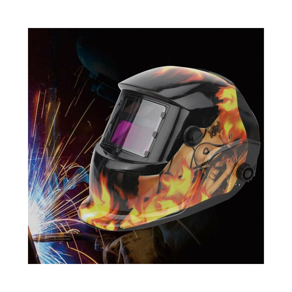 Auto Darkening Welding Helmet Welders Mask (500G) Flaming Lady Design 613310304852
