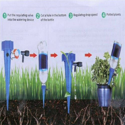 Ranpo Automatic Plant Watering Devices - Self-Drip Irrigation with Adjustable Flow (0-60s per drip; 1-15 days), Fits 1.1-inch Bottles 1