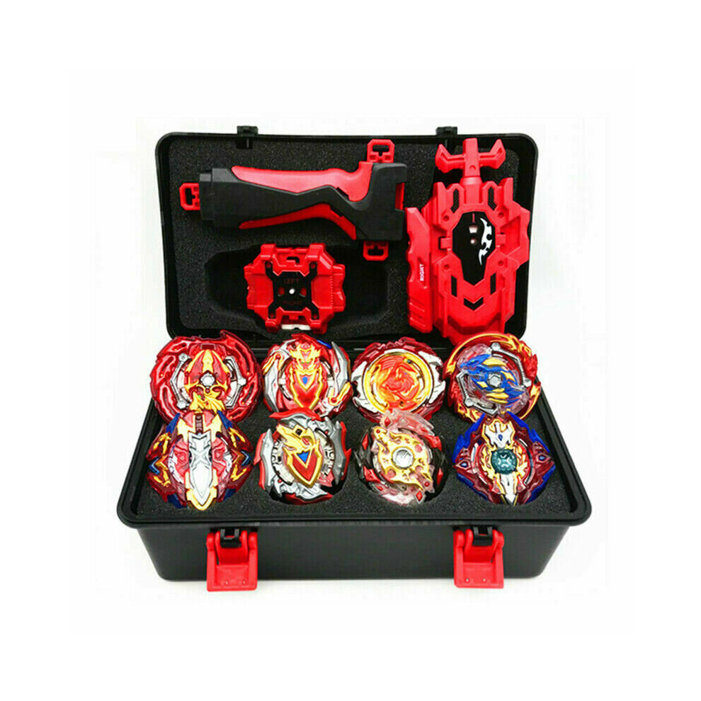 8Pcs Gyro Beyblade Burst Set Grip Launcher Portable Storage Box Case