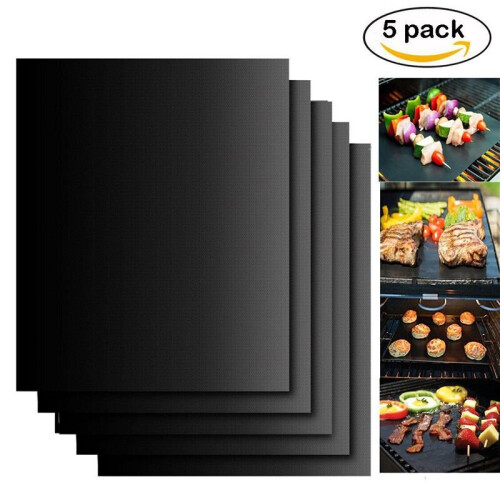 (5pc) BBQ Grill Mat non-stick Oven Liners Cooking Reusable