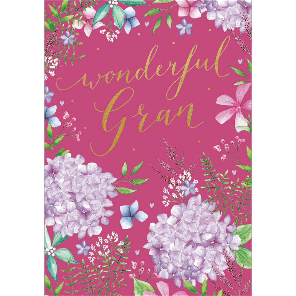 Wonderful Gran Gold Foiled Birthday Greeting Card Woodmansterne Cards