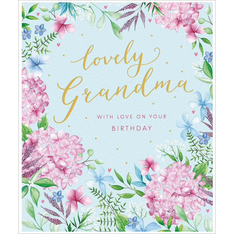 Lovely Grandma With Love Foiled Birthday Greeting Card Woodmansterne Cards