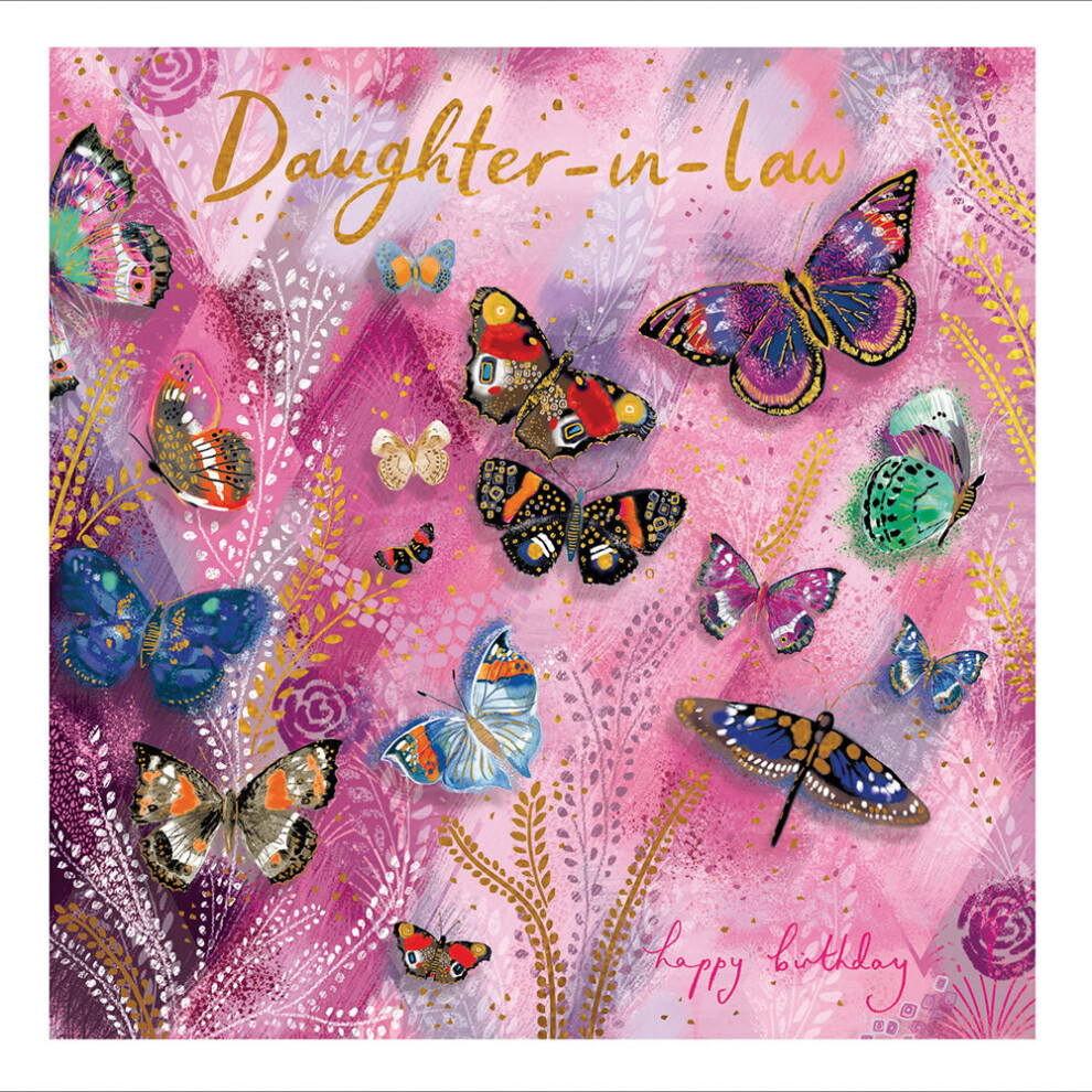 Daughter-In-Law Butterfly's Foiled Birthday Greeting Card Woodmansterne Cards