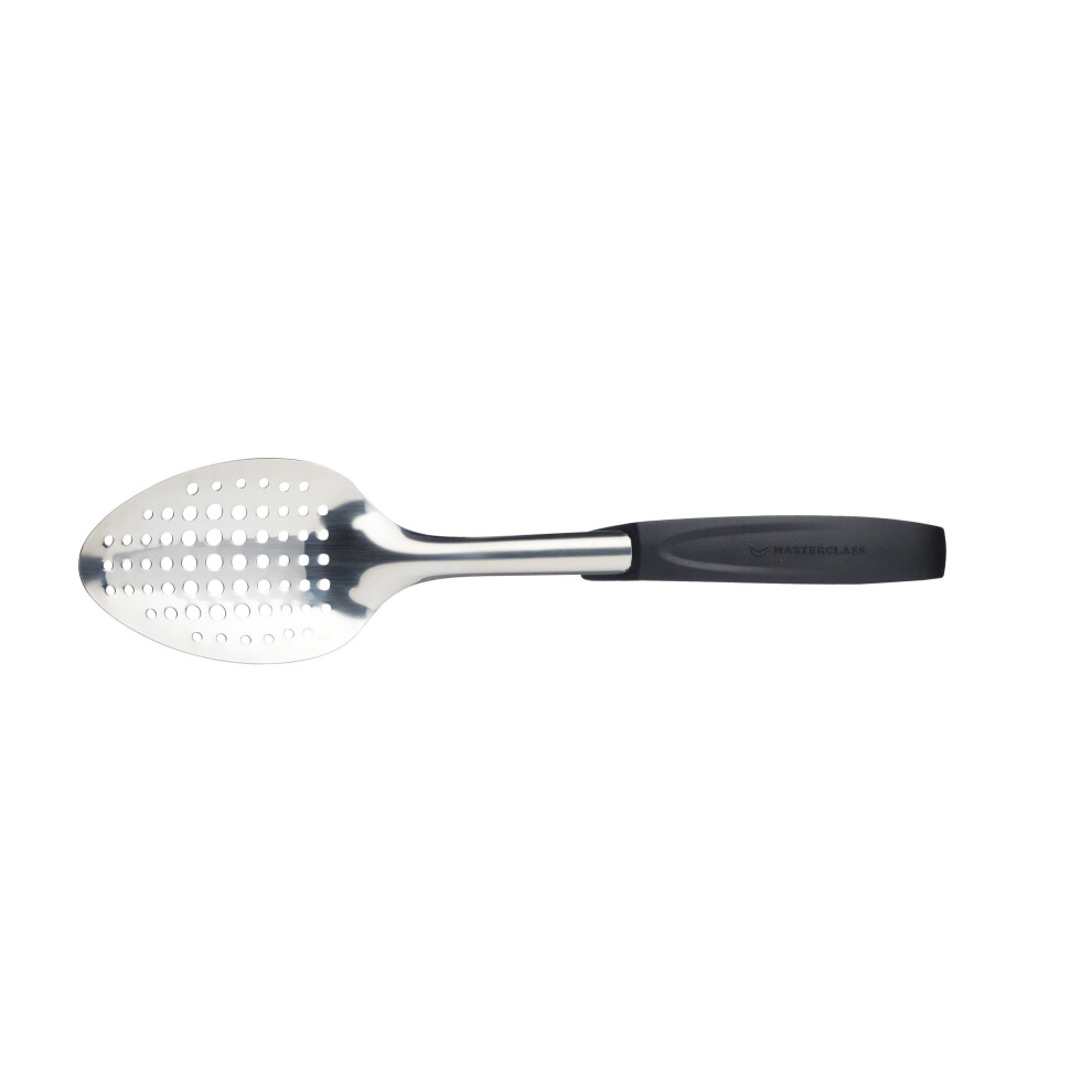 MasterClass Stainless Steel Colour-Coded Slotted Spoon - Black