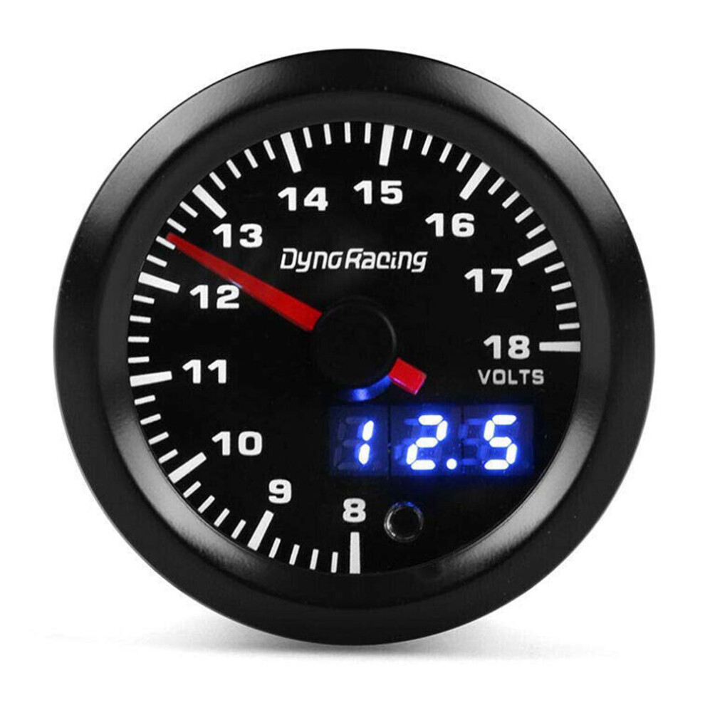 2" 52Mm Digital Pointer 7 Color Led Car Volt Meter Voltmeter Voltage Gauge 8-18V Smoke Tint Face For Universal All 12V Cars Easy Installation 791974315121