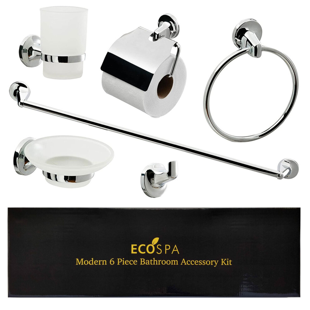 EcoSpa 6 Piece Chrome Bathroom Accessory Set Cloakroom