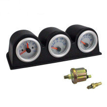 2'' 52mm Universal Car Gauge Kit 3 in1 Tachometer RPM Water Temp Oil Pressure Gauge Multi-Function for Most 12Volts 4/6/8 Cylinder Gasoline Car