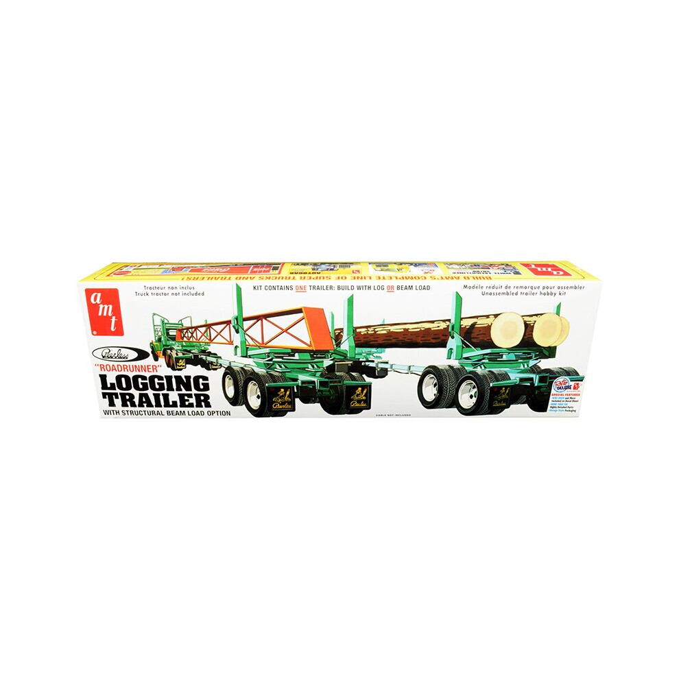 AMT Skill 3 Model Kit Peerless Logging Trailer \Roadrunner\" with Structural Beam Load Option 1/25 Scale Model by AMT" 