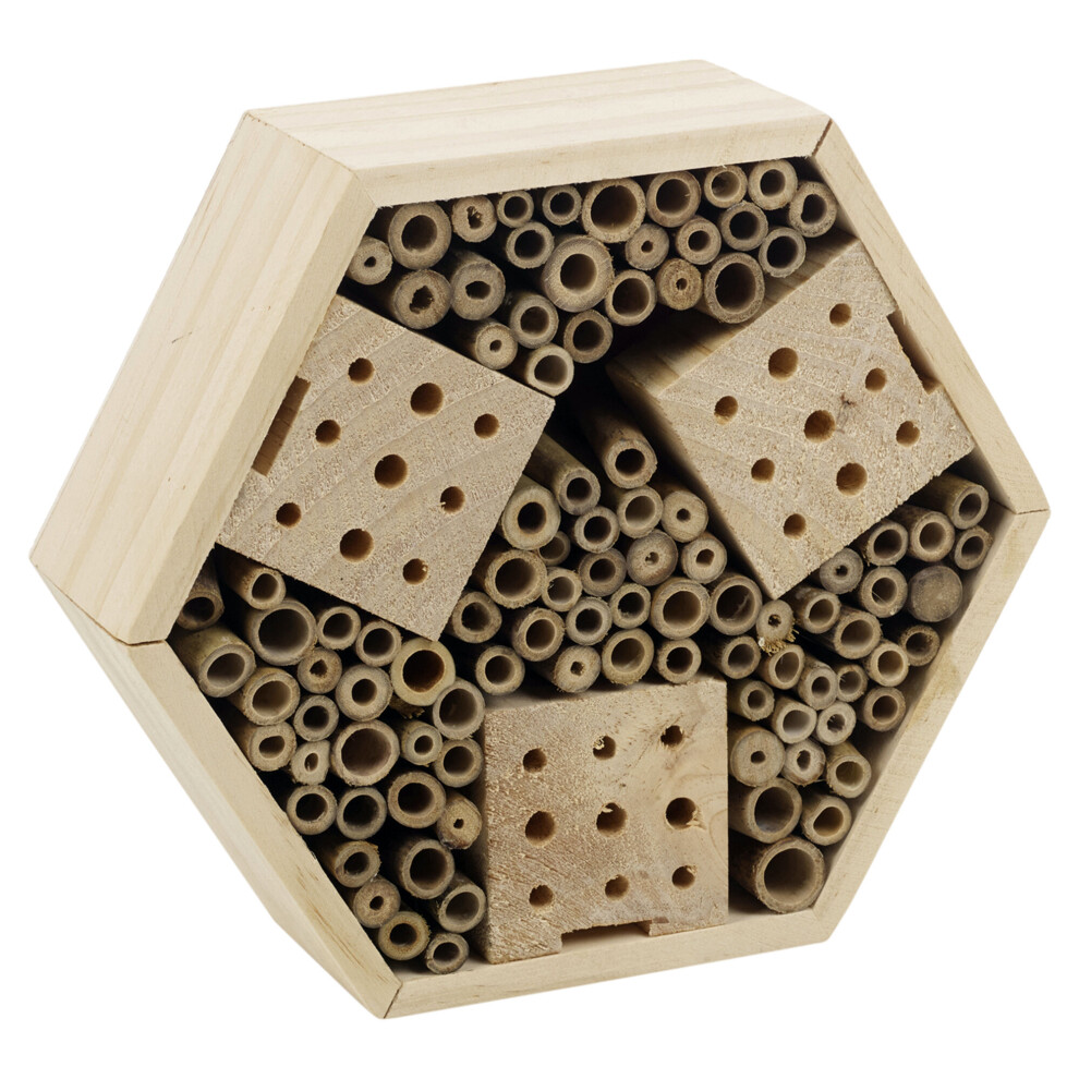 Urbn Living Wooden Hanging Insect Bug Bee Nest Hexagonal Wildlife Hotel House