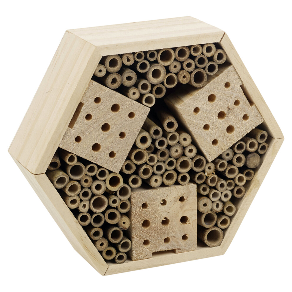 Wooden  Hanging Insect Bug Bee Nest Hexagonal Wildlife Hotel House