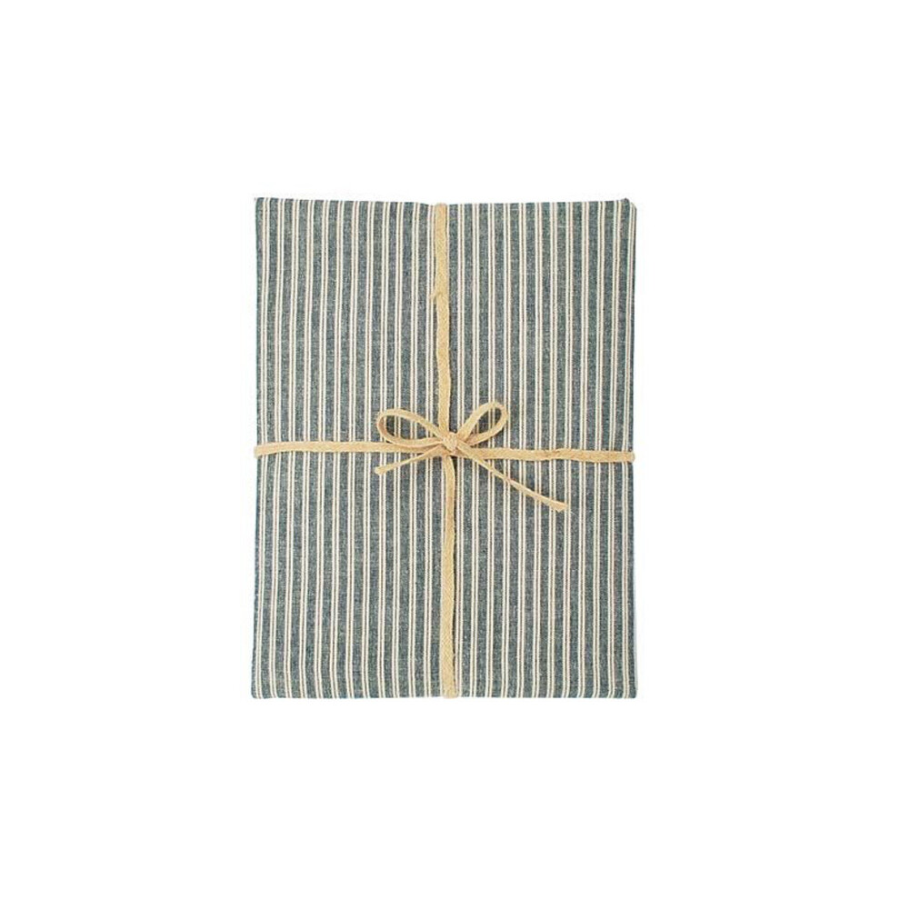 Walton & Co Hampton Stripe Tablecloth 130x180cm 100% Cotton In Denim Blue and Dove Grey